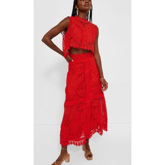 TUCKERNUCK Farm Rio Red Toucan Guipure Sleeveless Top NWT Size Large - Picture 1 of 5